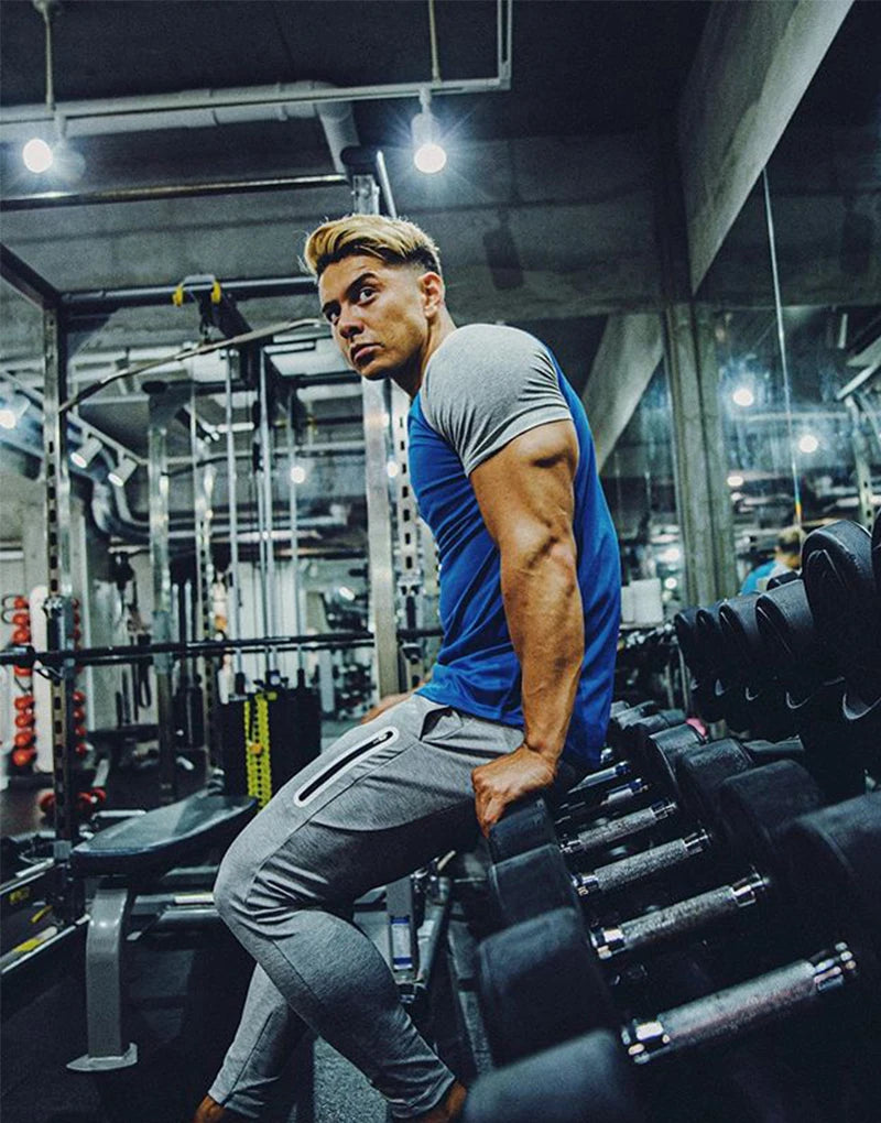 2020 New Brand Side Zipper Men Sports Pants Jogging Sweatpants Trousers Gym Fitness Bodybuilding Training Pants Men's Sportswear