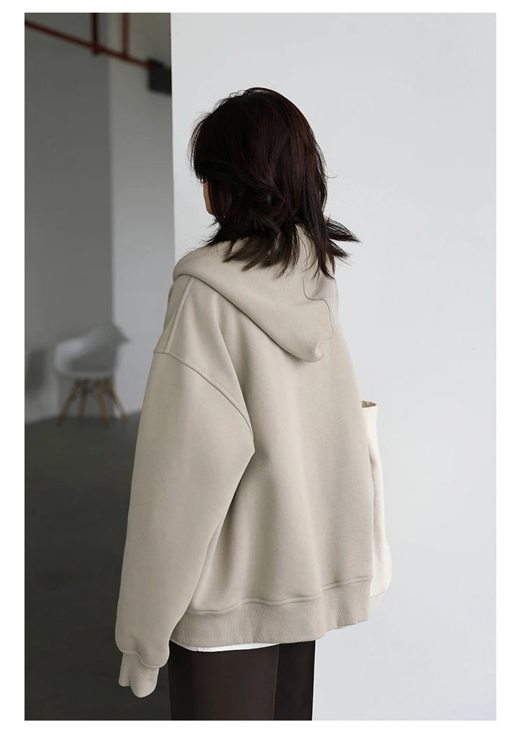CHICVEN Women Sweatshirt Thick Warm Loose Long Sleeve Woman Hooded Coat Cotton Liner Thicken Female Autumn Winter 2022
