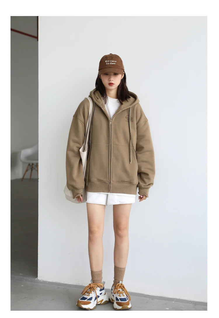 CHICVEN Women Sweatshirt Thick Warm Loose Long Sleeve Woman Hooded Coat Cotton Liner Thicken Female Autumn Winter 2022