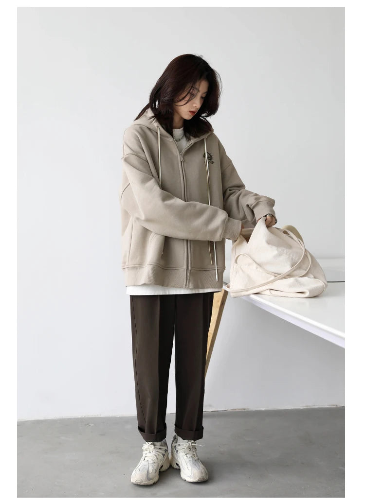 CHICVEN Women Sweatshirt Thick Warm Loose Long Sleeve Woman Hooded Coat Cotton Liner Thicken Female Autumn Winter 2022