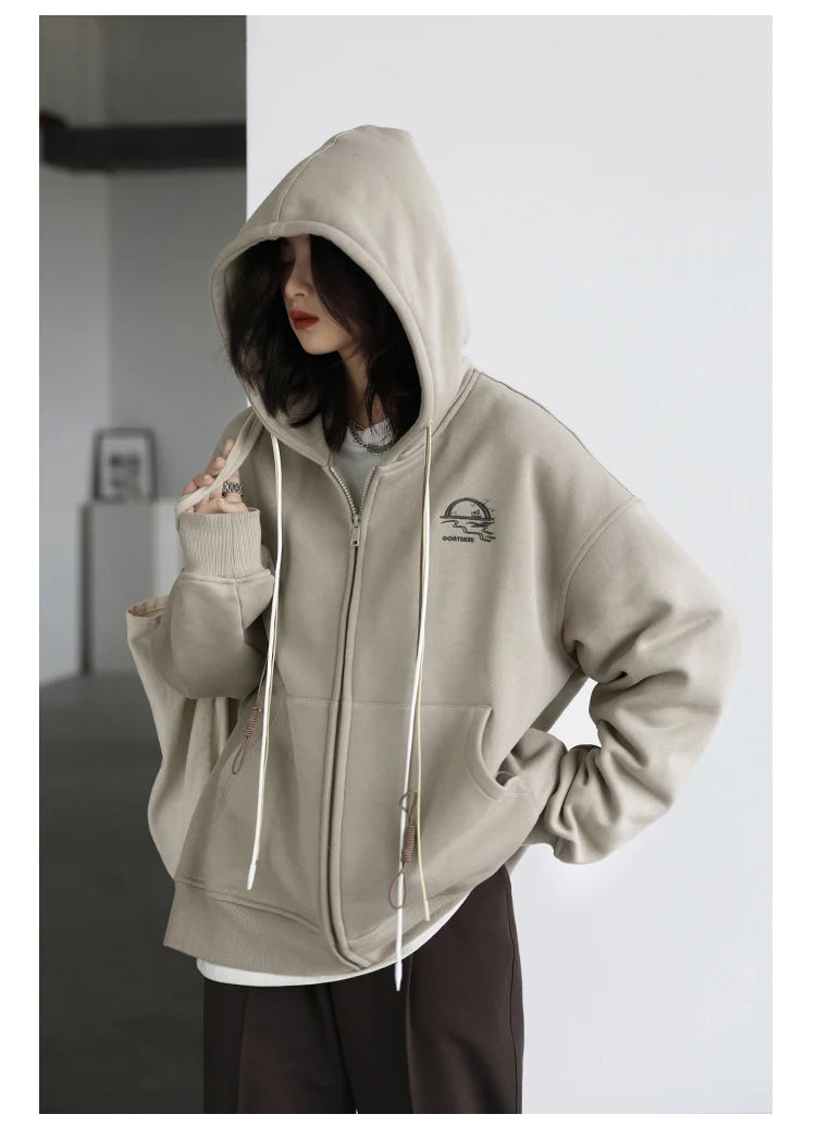CHICVEN Women Sweatshirt Thick Warm Loose Long Sleeve Woman Hooded Coat Cotton Liner Thicken Female Autumn Winter 2022
