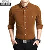 YiXin Shirts for Men Plus Size Casual Business Long Sleeve Shirts for Men High Quality Corduroy Formal Shirts for Men