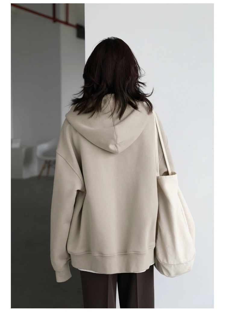 CHICVEN Women Sweatshirt Thick Warm Loose Long Sleeve Woman Hooded Coat Cotton Liner Thicken Female Autumn Winter 2022