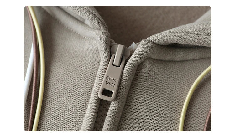 CHICVEN Women Sweatshirt Thick Warm Loose Long Sleeve Woman Hooded Coat Cotton Liner Thicken Female Autumn Winter 2022