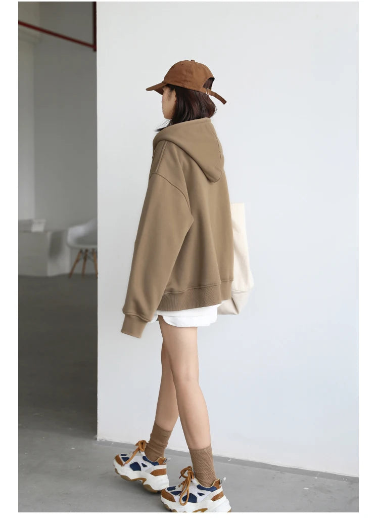 CHICVEN Women Sweatshirt Thick Warm Loose Long Sleeve Woman Hooded Coat Cotton Liner Thicken Female Autumn Winter 2022