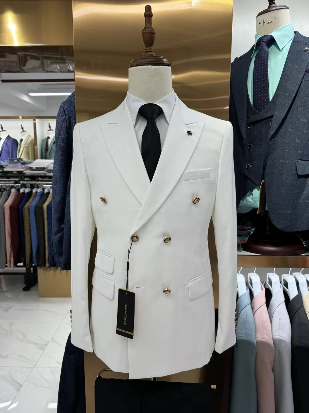 Luxury Double Breasted Suit Set for Men with Jacket Pants and Vest Ideal for Business Meetings