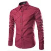 Wholesale Men New Arrival Business Formal Stitch Shirts Long Sleeve Lapel Collar Button Solid Color Casual Shirt