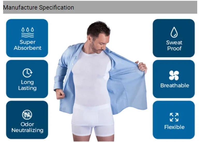 Premium Confortable Micro Modal Sweat Proof Undershirt T-Shirt Anti-Transpirant Homme Sweatproof Under Shirt With Sweatpad