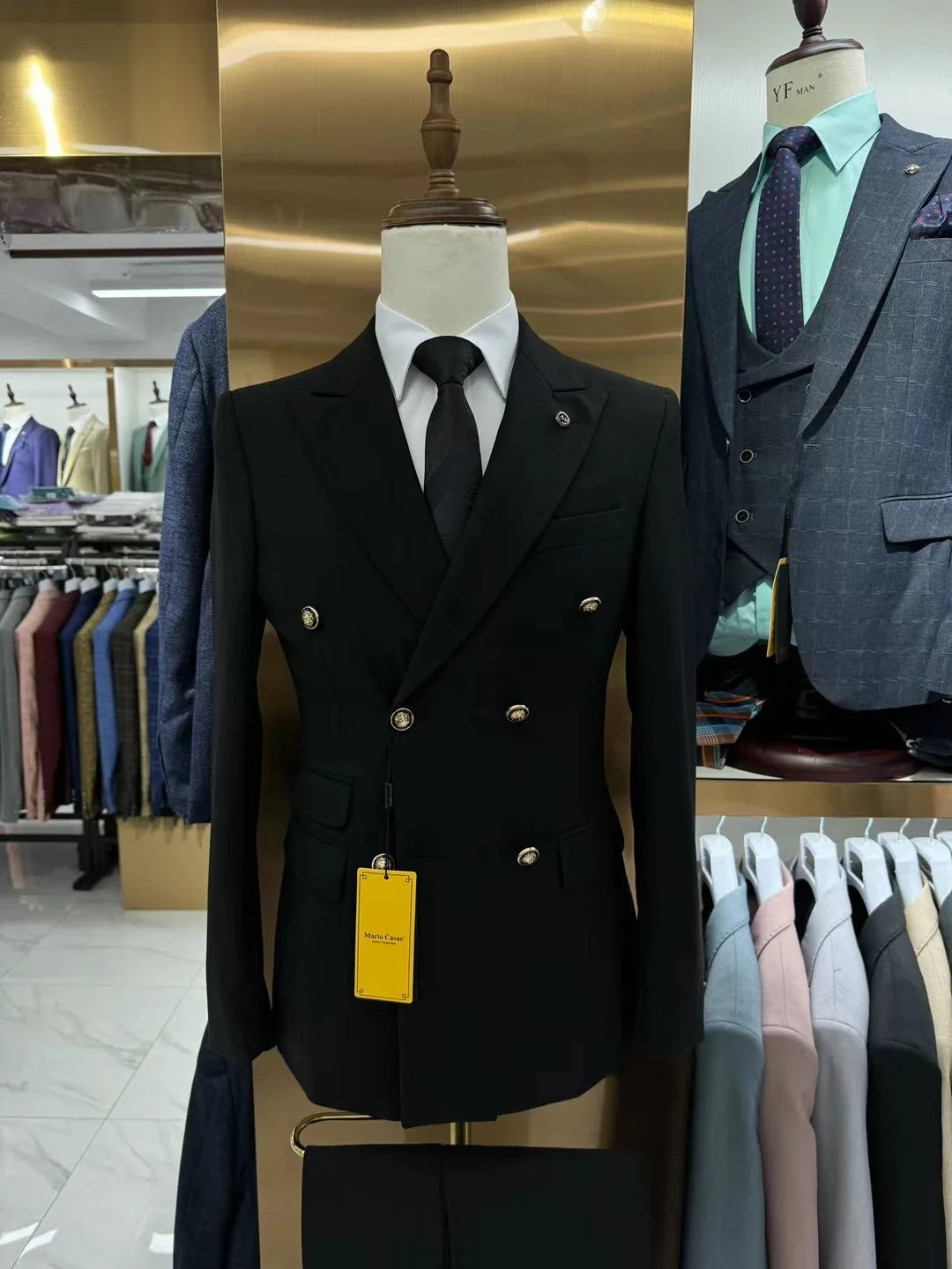 Luxury Double Breasted Suit Set for Men with Jacket Pants and Vest Ideal for Business Meetings