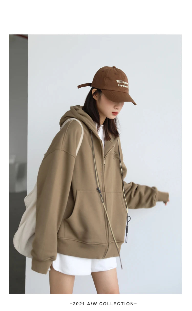 CHICVEN Women Sweatshirt Thick Warm Loose Long Sleeve Woman Hooded Coat Cotton Liner Thicken Female Autumn Winter 2022