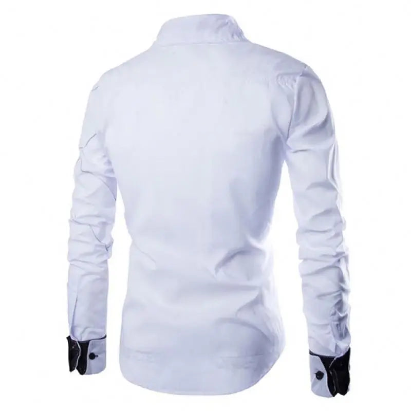 Wholesale Men New Arrival Business Formal Stitch Shirts Long Sleeve Lapel Collar Button Solid Color Casual Shirt