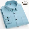 2021 Fashion Business 7XL Plus Size Shirts Male Corduroy  Cotton Shirts Long Sleeve Dress Shirts for Men