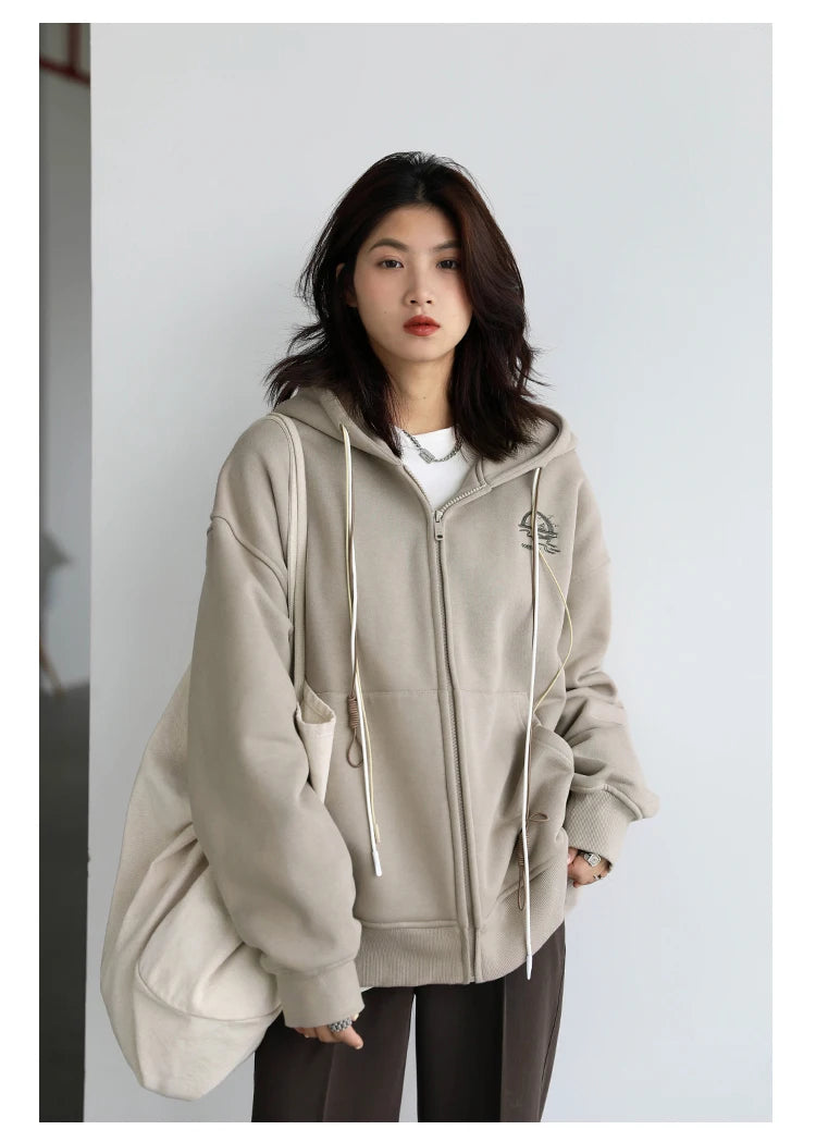 CHICVEN Women Sweatshirt Thick Warm Loose Long Sleeve Woman Hooded Coat Cotton Liner Thicken Female Autumn Winter 2022