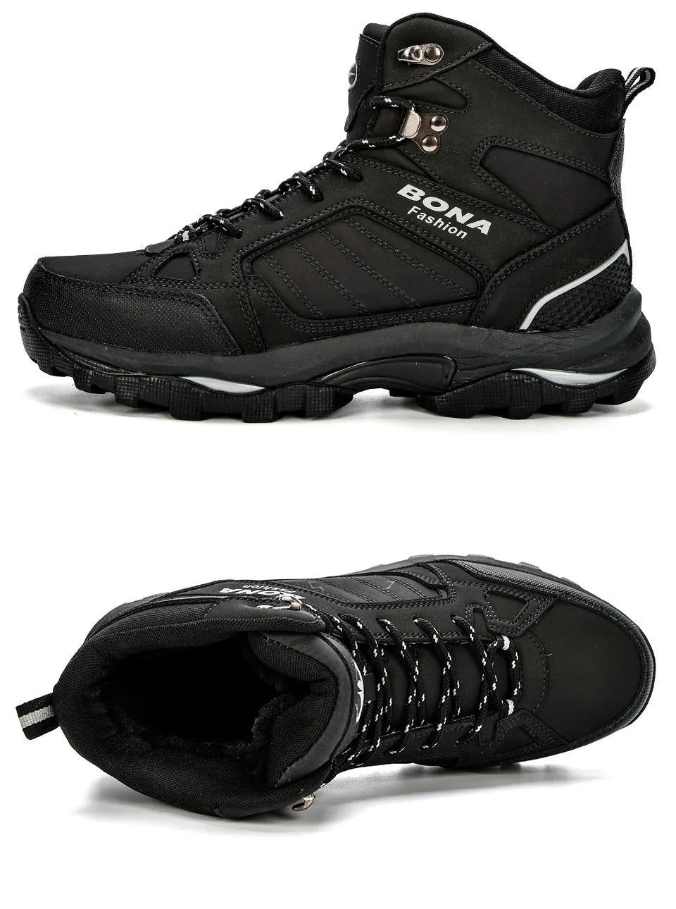 BONA Men Boots Anti-Skidding Leather Shoes Men Popular Comfy Spring Autumn Men Shoes Short Plush Snow Boots Durable Outsole