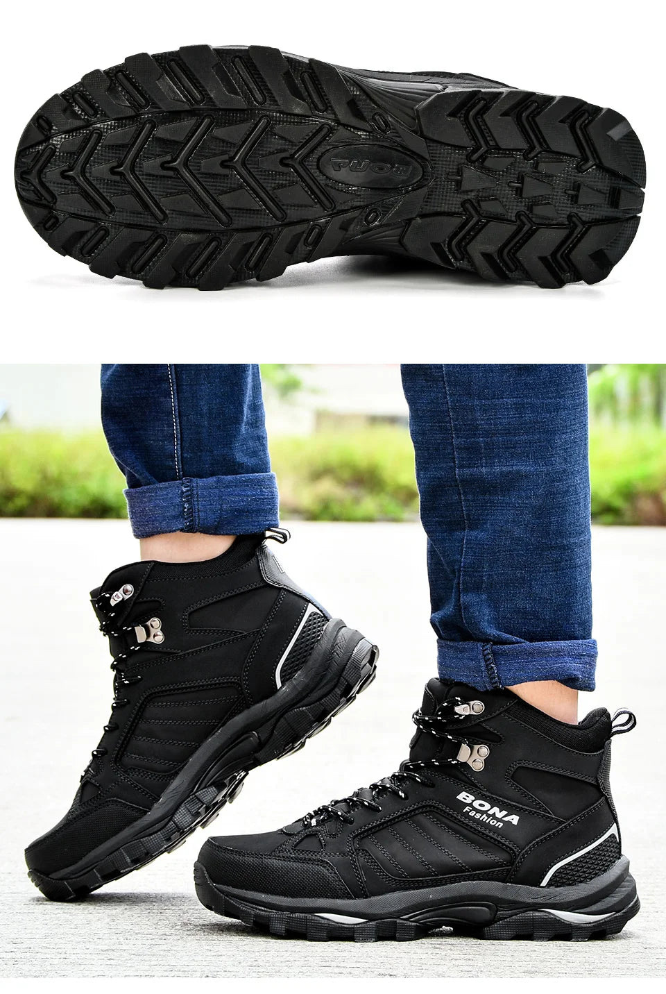 BONA Men Boots Anti-Skidding Leather Shoes Men Popular Comfy Spring Autumn Men Shoes Short Plush Snow Boots Durable Outsole