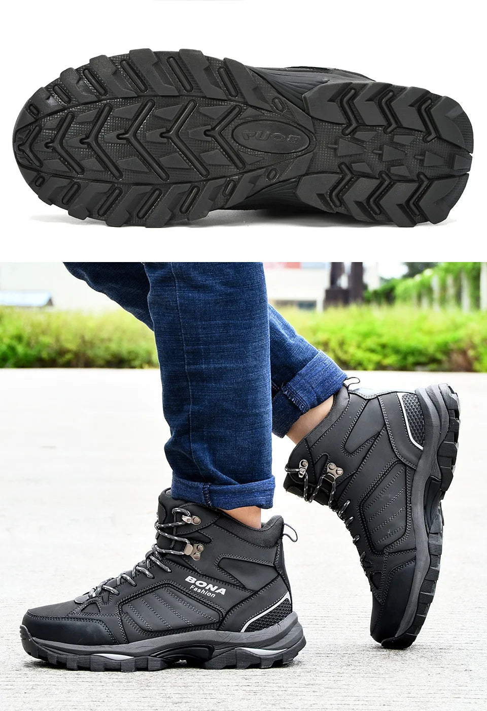 BONA Men Boots Anti-Skidding Leather Shoes Men Popular Comfy Spring Autumn Men Shoes Short Plush Snow Boots Durable Outsole