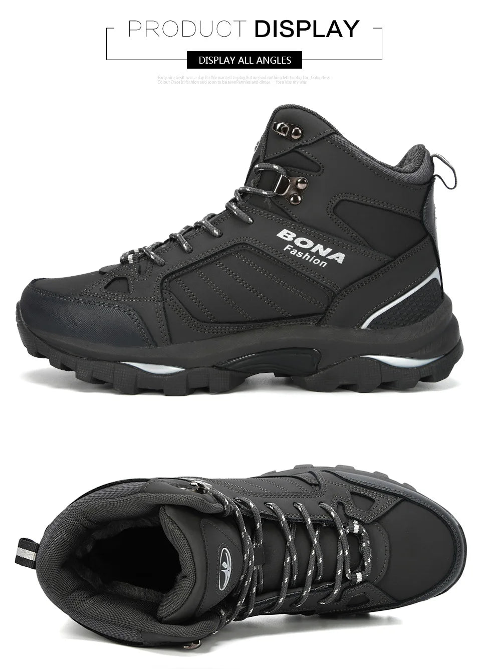BONA Men Boots Anti-Skidding Leather Shoes Men Popular Comfy Spring Autumn Men Shoes Short Plush Snow Boots Durable Outsole