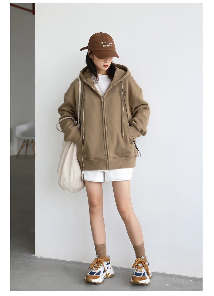 CHICVEN Women Sweatshirt Thick Warm Loose Long Sleeve Woman Hooded Coat Cotton Liner Thicken Female Autumn Winter 2022
