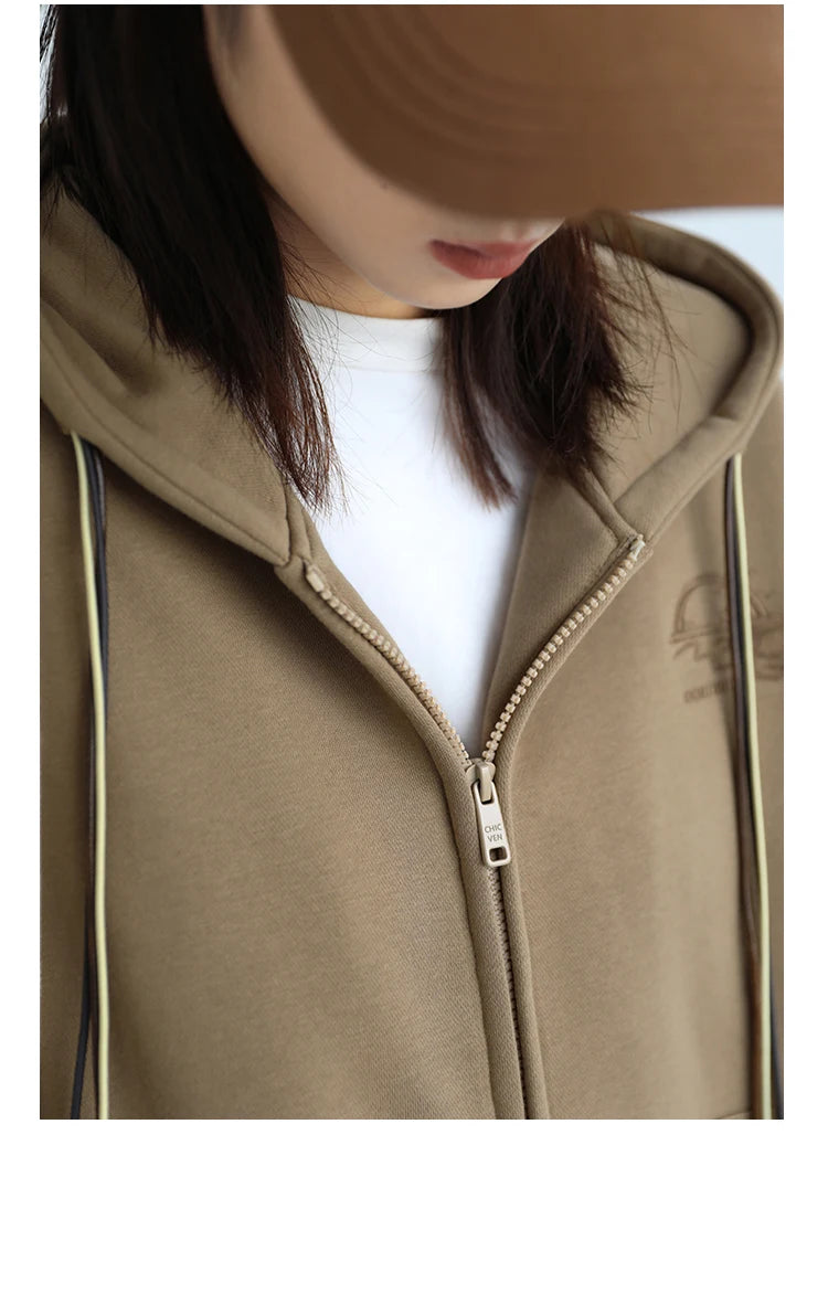 CHICVEN Women Sweatshirt Thick Warm Loose Long Sleeve Woman Hooded Coat Cotton Liner Thicken Female Autumn Winter 2022