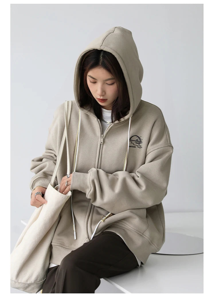 CHICVEN Women Sweatshirt Thick Warm Loose Long Sleeve Woman Hooded Coat Cotton Liner Thicken Female Autumn Winter 2022
