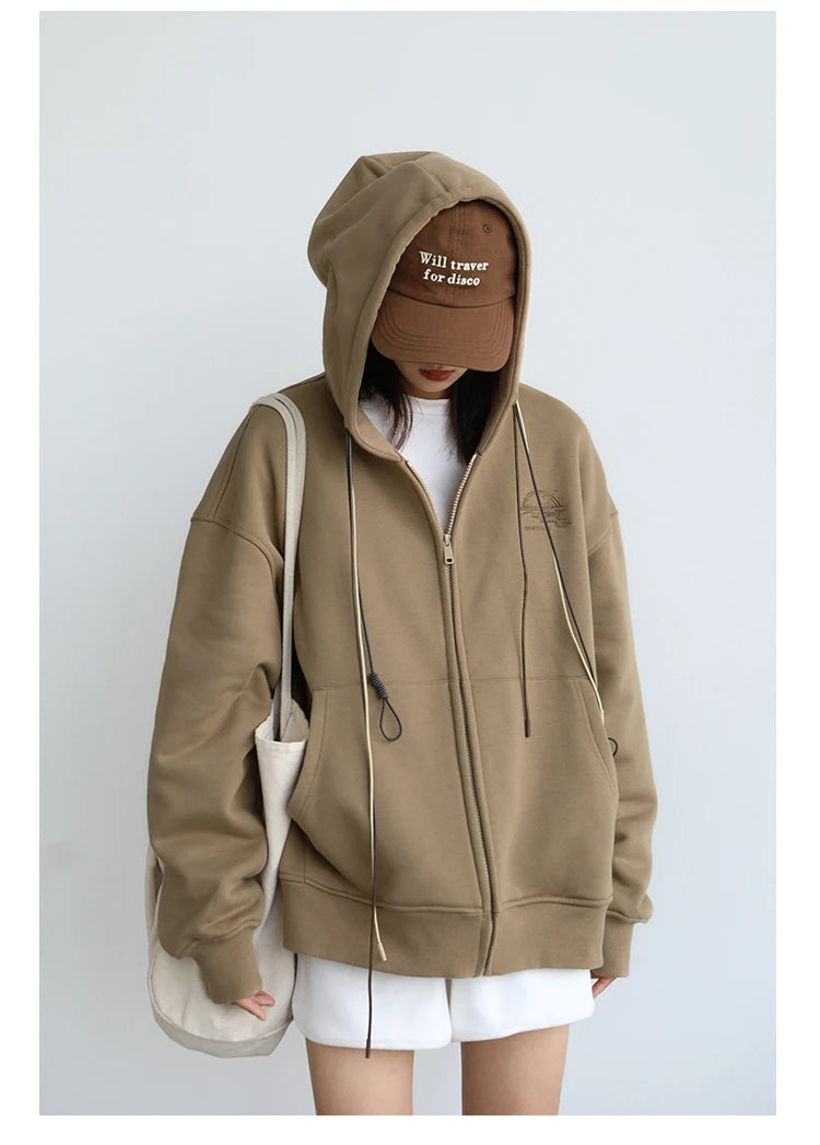 CHICVEN Women Sweatshirt Thick Warm Loose Long Sleeve Woman Hooded Coat Cotton Liner Thicken Female Autumn Winter 2022