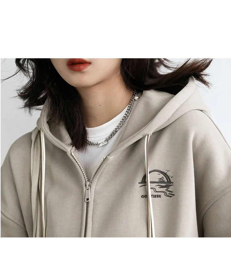 CHICVEN Women Sweatshirt Thick Warm Loose Long Sleeve Woman Hooded Coat Cotton Liner Thicken Female Autumn Winter 2022