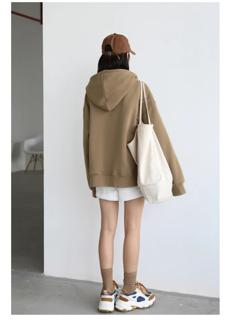 CHICVEN Women Sweatshirt Thick Warm Loose Long Sleeve Woman Hooded Coat Cotton Liner Thicken Female Autumn Winter 2022