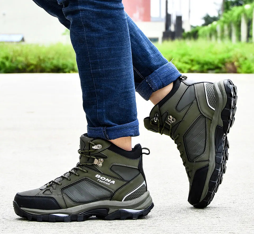 BONA Men Boots Anti-Skidding Leather Shoes Men Popular Comfy Spring Autumn Men Shoes Short Plush Snow Boots Durable Outsole