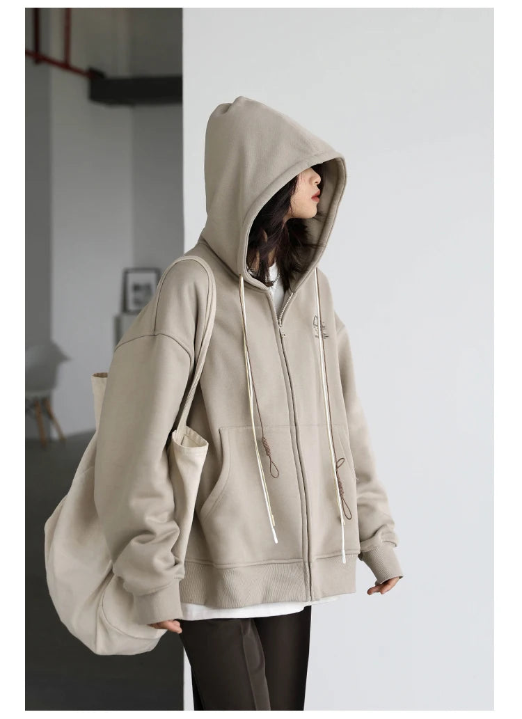 CHICVEN Women Sweatshirt Thick Warm Loose Long Sleeve Woman Hooded Coat Cotton Liner Thicken Female Autumn Winter 2022