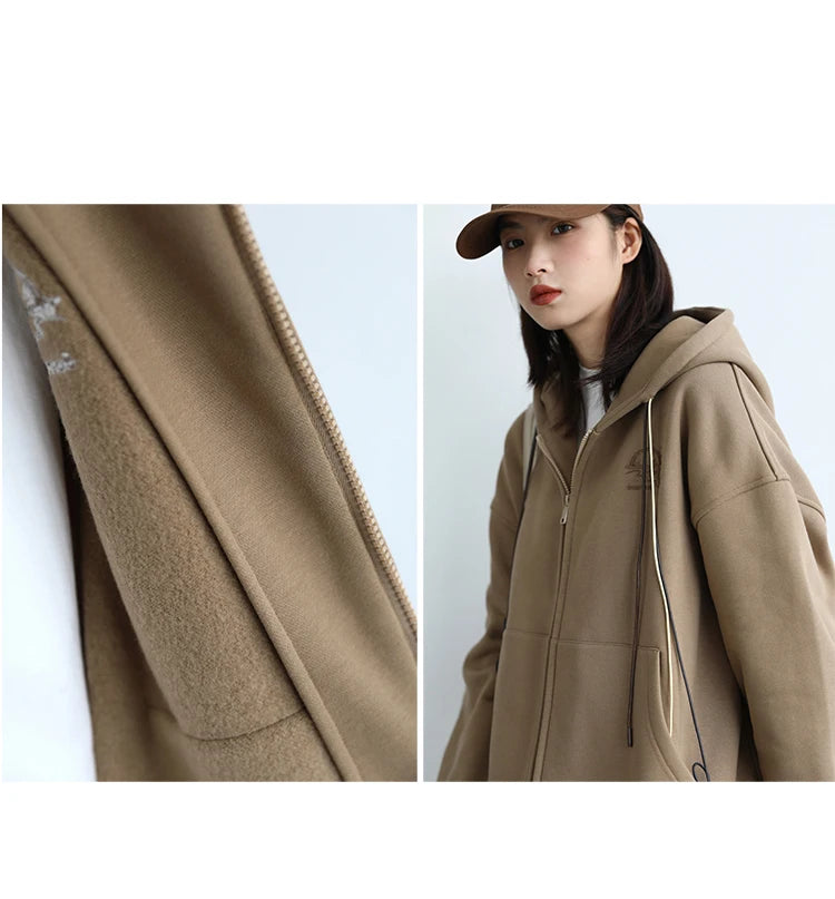 CHICVEN Women Sweatshirt Thick Warm Loose Long Sleeve Woman Hooded Coat Cotton Liner Thicken Female Autumn Winter 2022