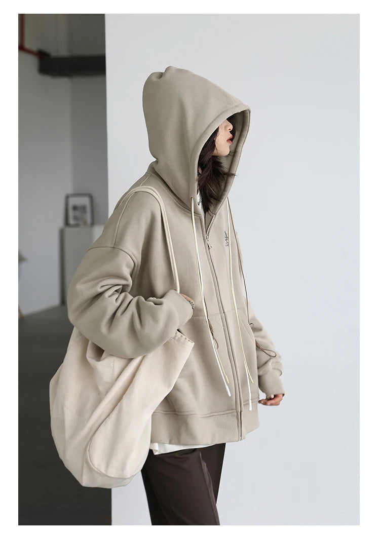 CHICVEN Women Sweatshirt Thick Warm Loose Long Sleeve Woman Hooded Coat Cotton Liner Thicken Female Autumn Winter 2022