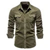 Fashion Shirt for Men Casual Corduroy Cotton  Lapel Solid Color Slim Fit Mens Shirt Custom Logo New Men Business Shirts