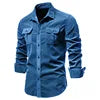 Fashion Shirt for Men Casual Corduroy Cotton  Lapel Solid Color Slim Fit Mens Shirt Custom Logo New Men Business Shirts
