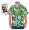 Custom Hawaiian Shirt W/Face for Men Personalized Funny Button Down Hawaiian Shirts W/Photo Tropical Beach Shirts
