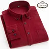 2021 Fashion Business 7XL Plus Size Shirts Male Corduroy  Cotton Shirts Long Sleeve Dress Shirts for Men