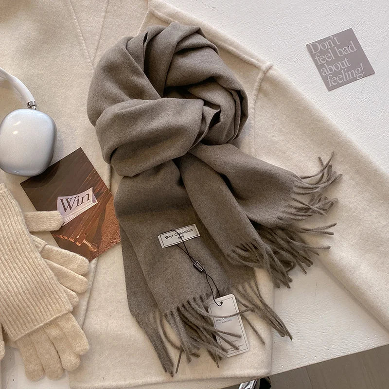 Luxury Winter Wool Scarf Women Cashmere Warm Pashmina Brand Foulard Female Shawls Wraps Thick Soft Bufanda Scarves Stole 2024