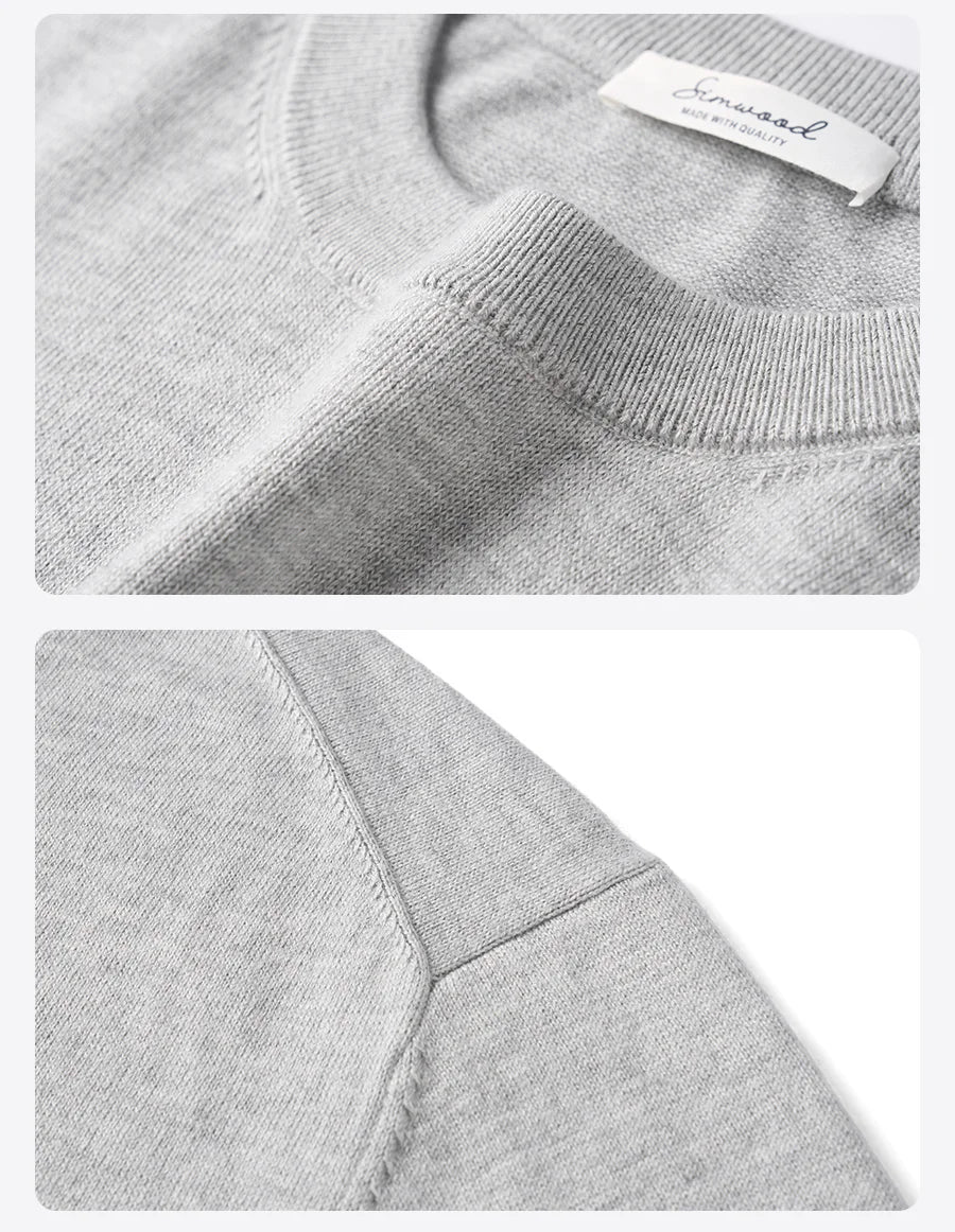 SIMWOOD 2025 Autumn New Regular Fit 12 Gauge Fine Sweater Men Antistaic Basic Knit Pullovers