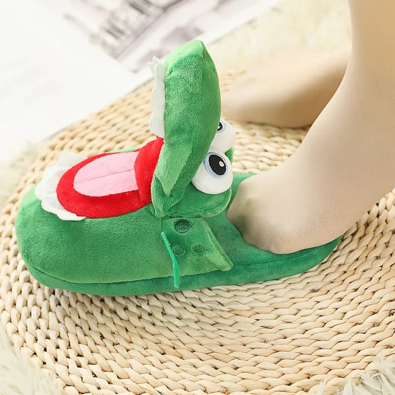 2025 Cows Plush Slippers Move Open Mouth Winter Warm Home Cotton Shoes Kawaii Animal Slippers Cute Funny Cartoon Girl Boy Gift