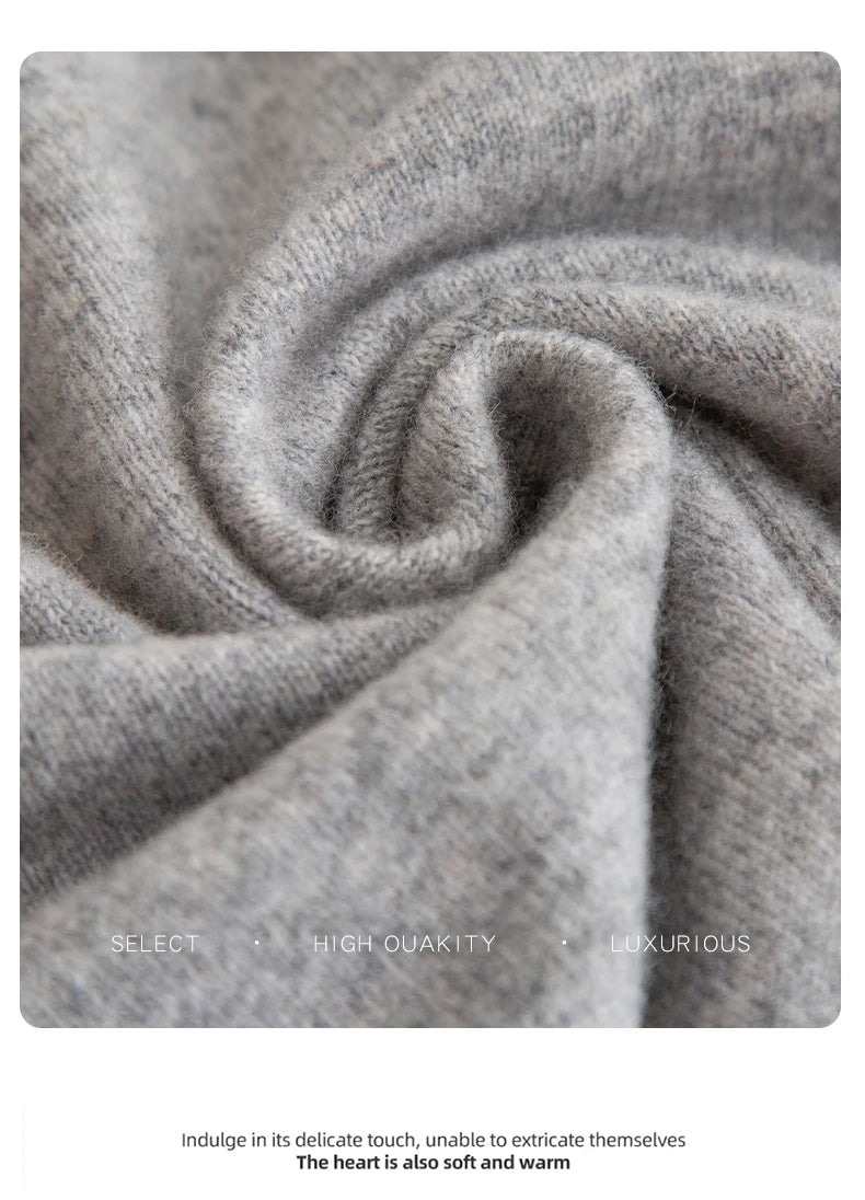 New Fashion Men's 100% Wool Pullover Half-high Collar Sweater Autumn Winter Warm Solid Color Knit Sweater Business Casual Top