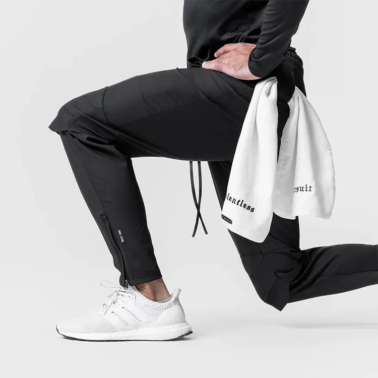 Gym Men's Quick Dry Zipper Leg Casual Pants Man Versatile Outdoors Basketball Sweatpants Jogging Sports Workout Long Trousers