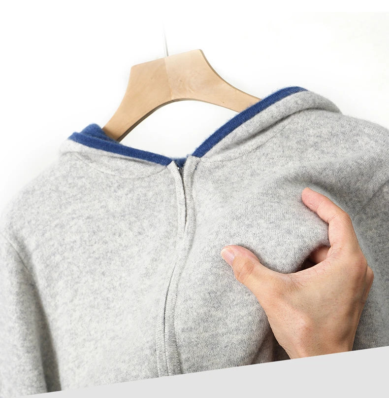 Autumn And Winter New Men's Double-Sided Wear Padded Cashmere Hoodies Cardigans Knitted Casual Warm Coats