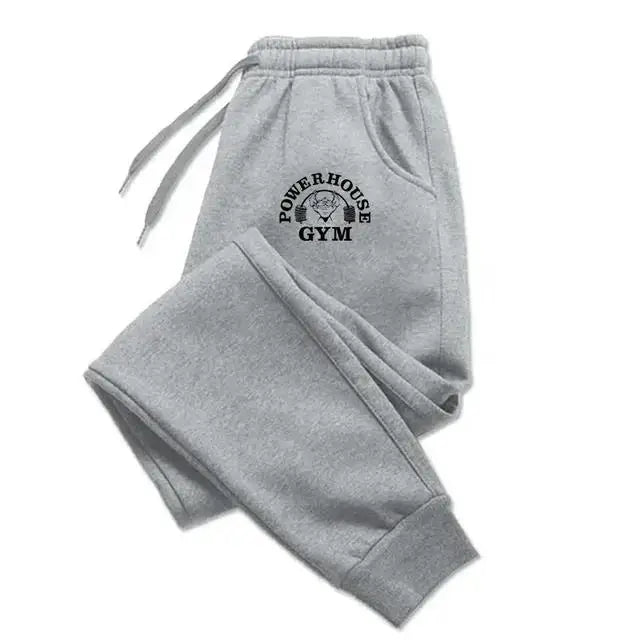 GYM Powerhouse Print Pants Men Casual Sports PantsJogging Long Pants Men Fleece Jogger Running Workout  Sweatpants Long Pants