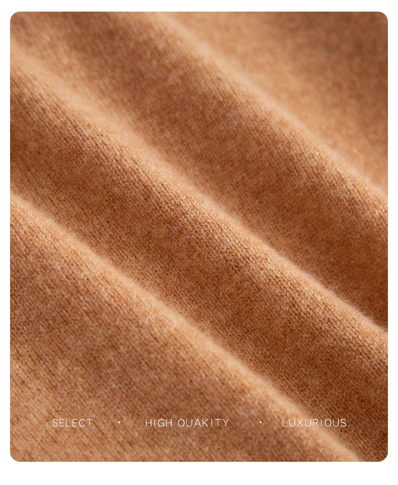 New Fashion Men's 100% Wool Pullover Half-high Collar Sweater Autumn Winter Warm Solid Color Knit Sweater Business Casual Top