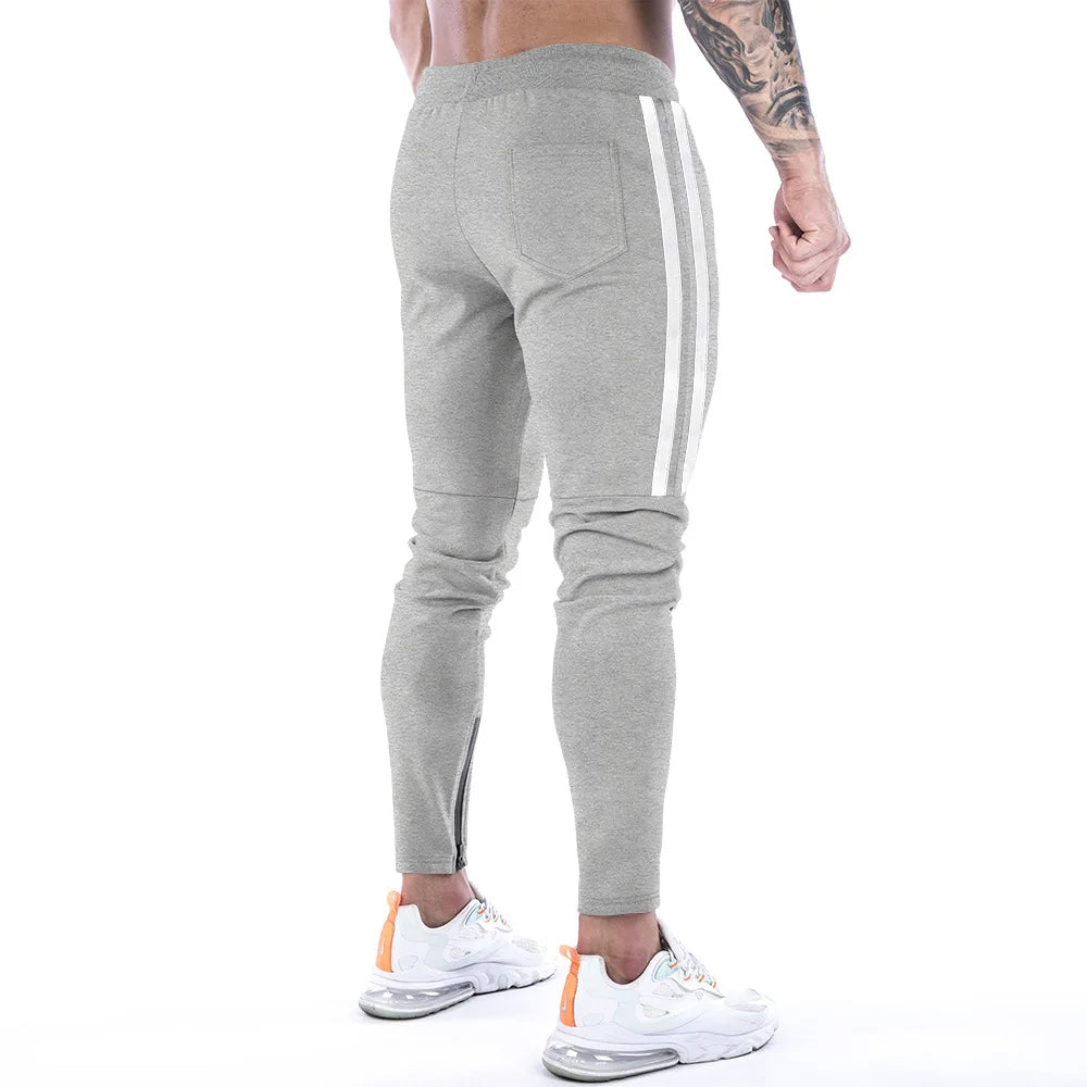 Gym Skinny Jogger Pants Men Running Sweatpants Fitness Bodybuilding Sports Pants Zip pocket Male Cotton Jogging Trousers men