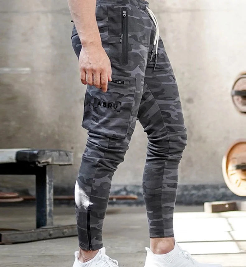 Men's Gym Fitness Multi-Pocket Workout Training Pants Cotton Jogging Sweatpants Camouflage Men  Fashion Training Trousers