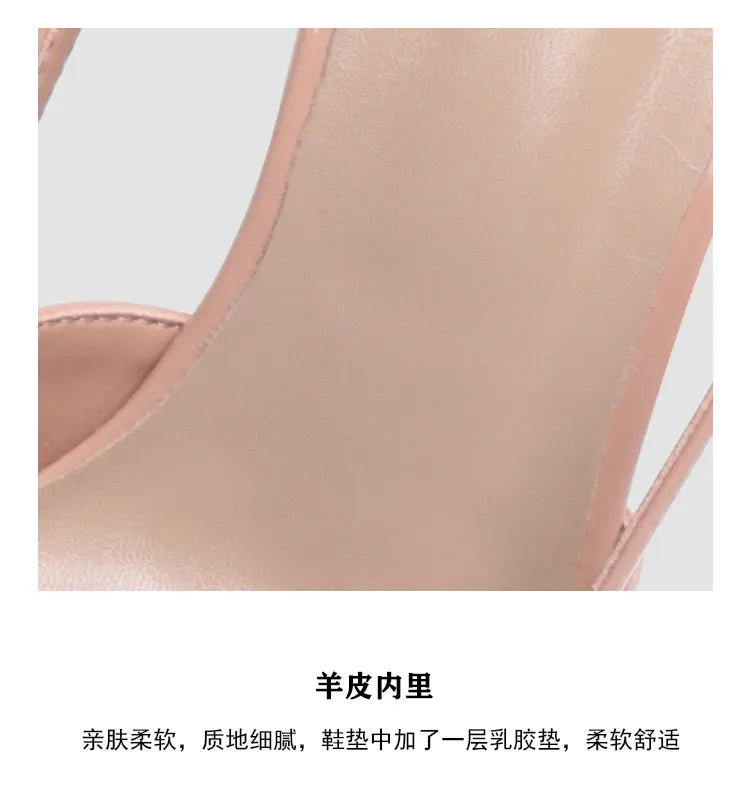 2025 New Diamond High Heel Sandals with Elegant Banquet Shoes, Pointed High Heels, Straight Strap Sandals