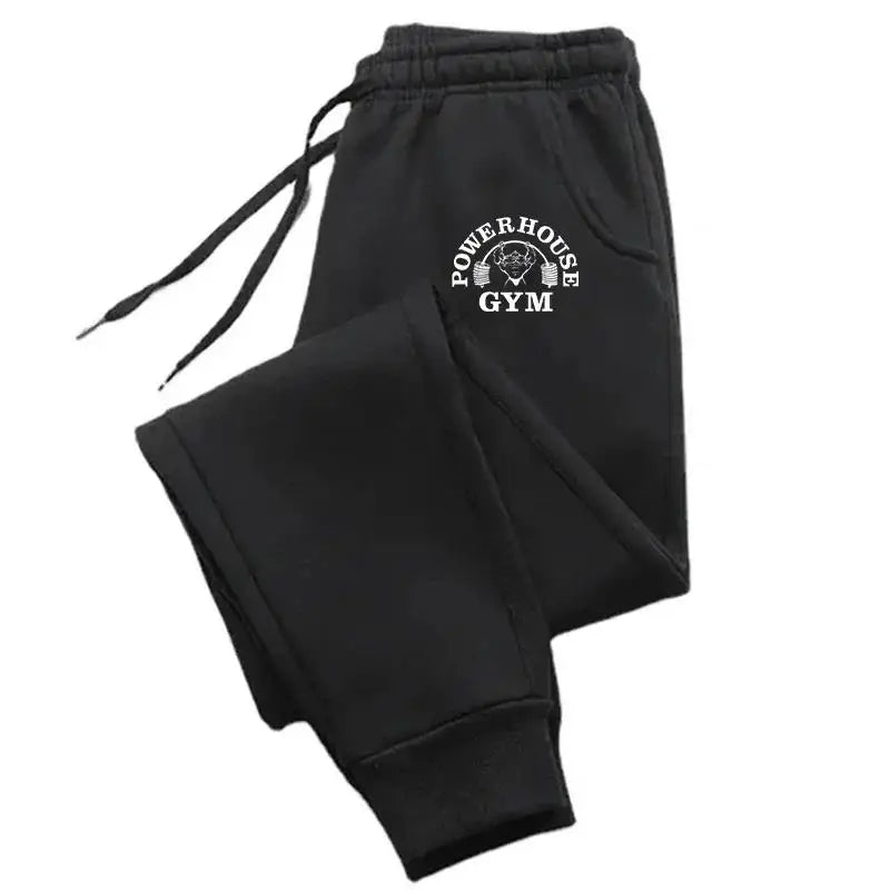GYM Powerhouse Print Pants Men Casual Sports PantsJogging Long Pants Men Fleece Jogger Running Workout  Sweatpants Long Pants