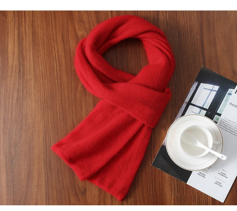 Knitted New Wool Scarf For Men And Women In Winter With Simple And Versatile Solid Color And Thick Warm Scarf