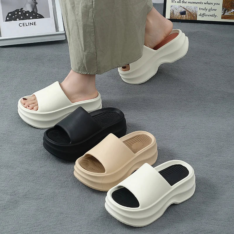Eyriphy Thick Bottom Slippers Women Outdoor Beach Sandals Fashion Bathroom Slides Female Open Toe Slippers Cozy Soft Sole Shoes