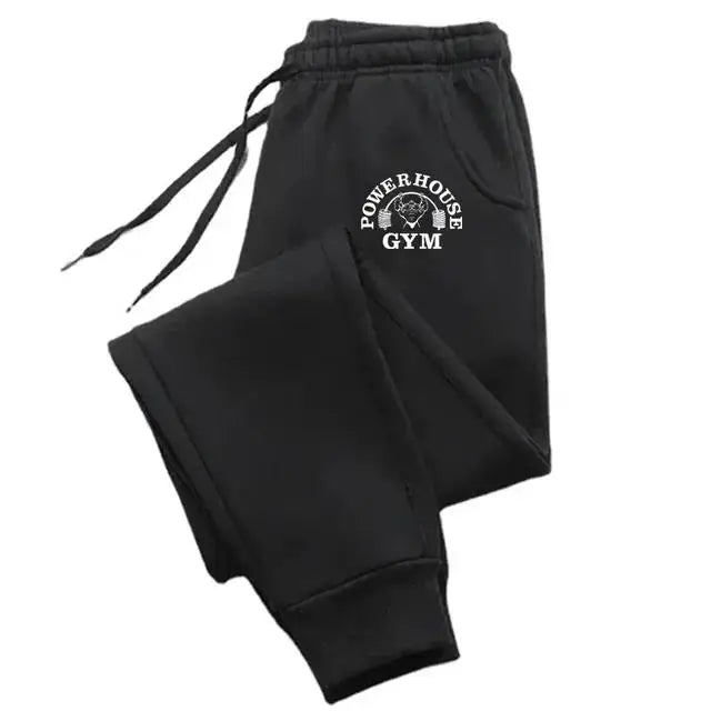 GYM Powerhouse Print Pants Men Casual Sports PantsJogging Long Pants Men Fleece Jogger Running Workout  Sweatpants Long Pants